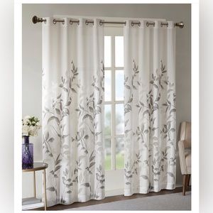 Madison Park Cecily Semi Sheer SINGLE Panel Window Curtain Burnout Botanical
